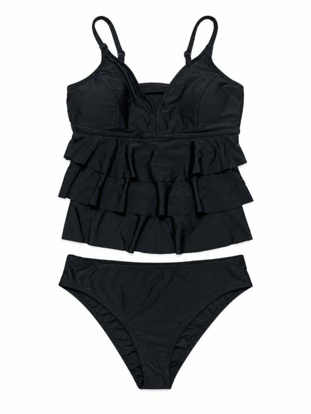 Black Ruffle Tankini Swimsuit Set Two Piece Women’s Swimwear